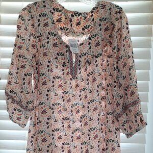 Indigo Soul Floral Boho Tunic Top Dress Large Cracker Barrel NWT Rayon